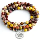 Браслет Mookaite 6 мм из натурального камня, оберточный браслет для женщин и мужчин, 108 мала-йога, OM, Будда, украшения Крылья, новый дизайн