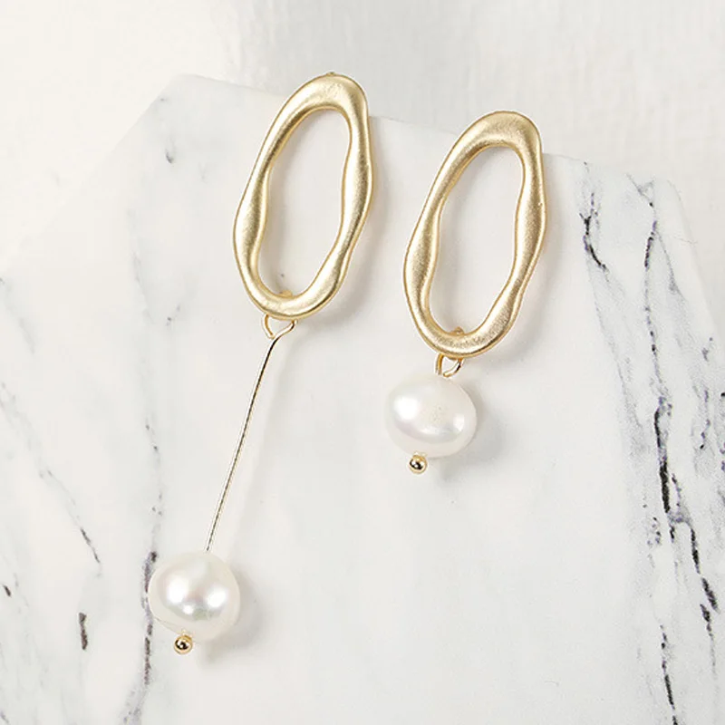 Женские Асимметричные Длинные серьги подвески с имитацией жемчуга корейские