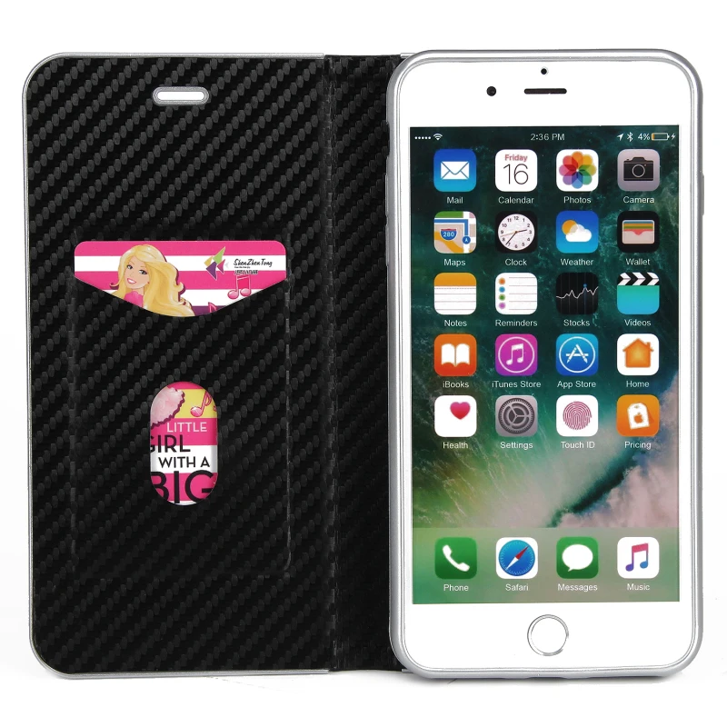 Флип Чехол углерода Волокно крышка для iPhone 7 8 плюс мода 5S Подставка Магнитная