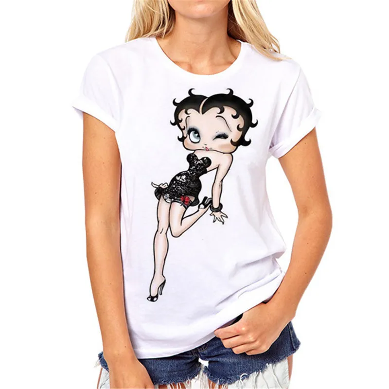 Betty Boop личность с принтом женская футболка повседневная забавная для Леди Белая
