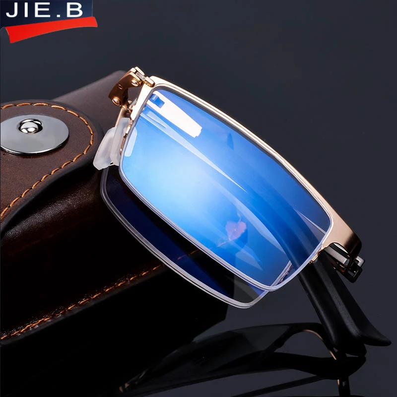 Folding Anti Blue Ray Reading glasses men Foldable Glasses With Case Diopter Optical Computer Glasses Spectacles Oculos