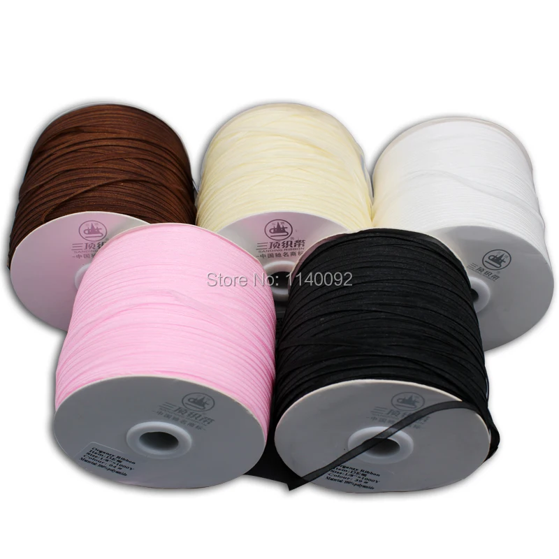 

1/8" 1000 yards per roll Ribbon/tag sling/garment hang tag sling/string/silk ribbon/satin/clothing thread cords Free Shipping