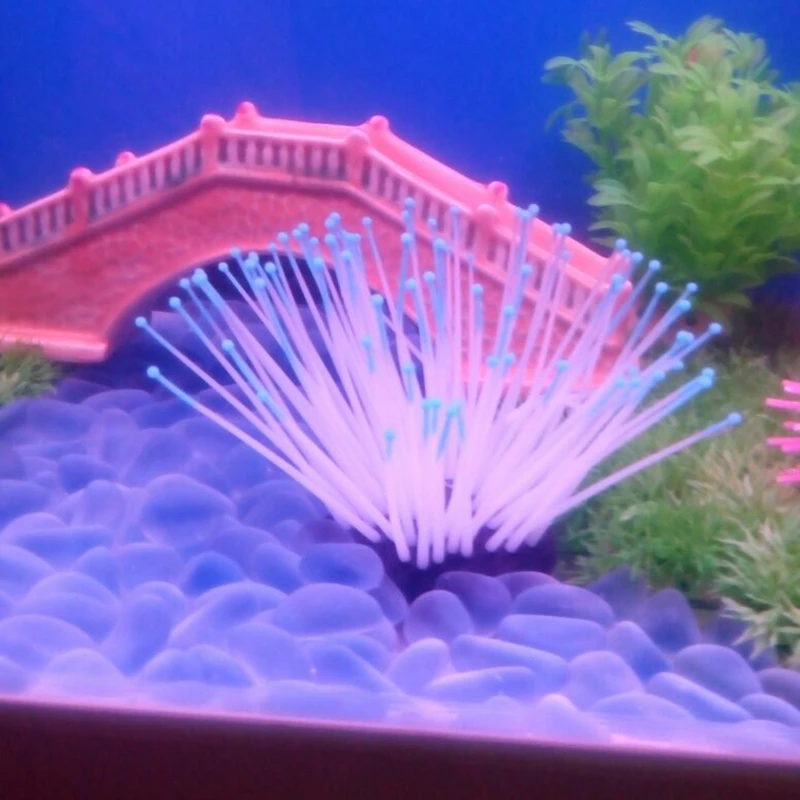 Аквариума украшения орнамент флуоресцентные Имитационные морской анемон