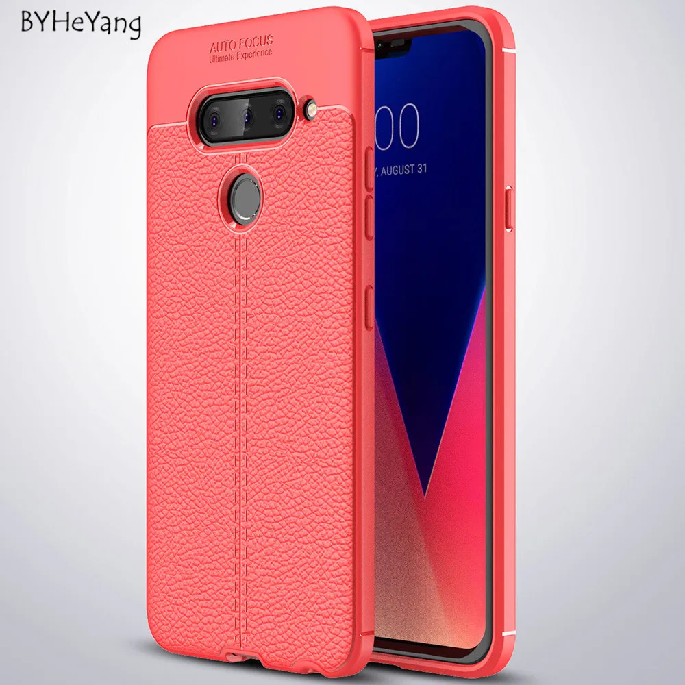 Для LG V40 чехол для thinq роскошный мягкий силиконовый ударопрочный кожаный ТПУ