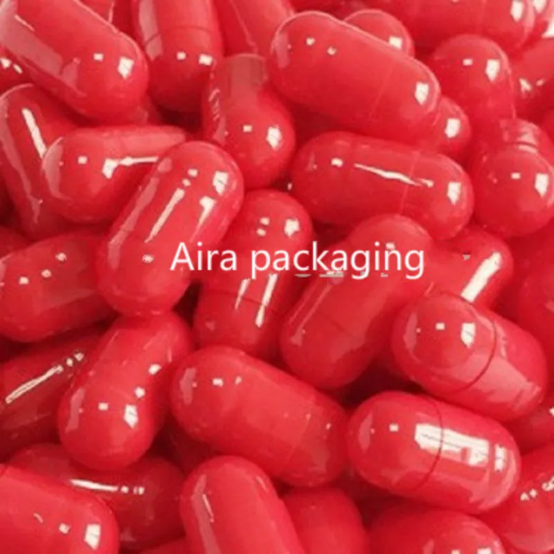 

1000pcs/lot Pyknic Size 00# Capsule Shells Red Gelatin Powder Empty Refillable Bottle Belly Fat Seperated Red Capsules