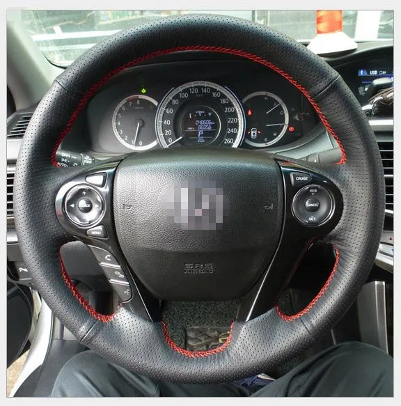 Черная ручная прошивка чехол рулевого колеса автомобиля для Honda 9 поколения Accord