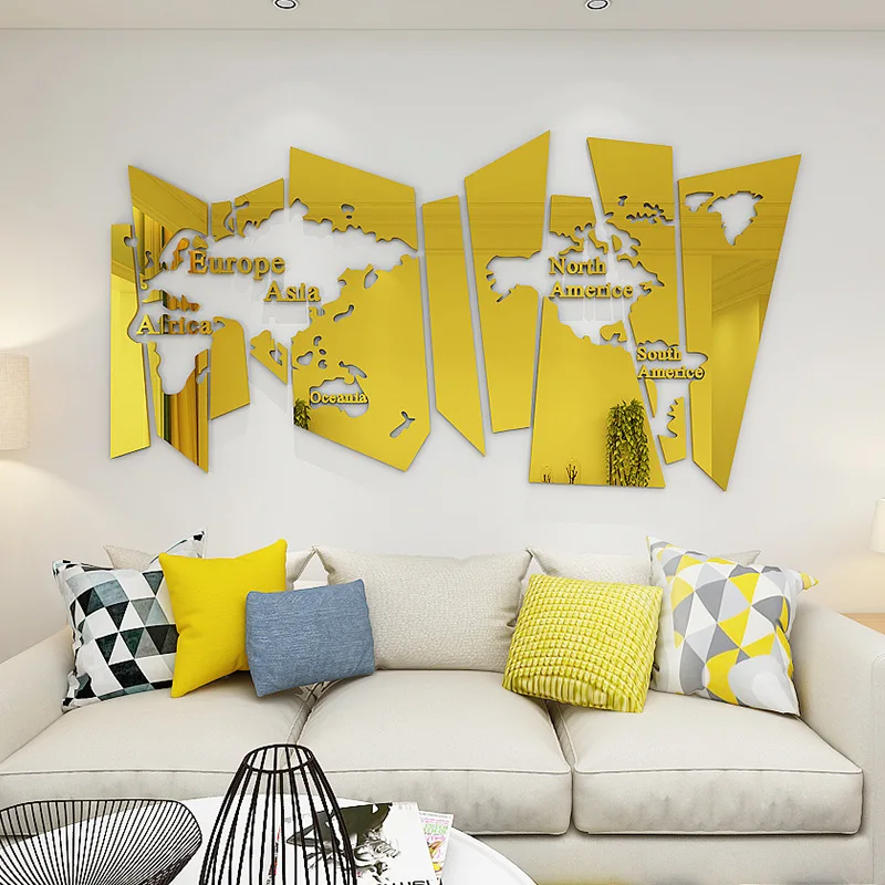 Скандинавском стиле 3d акриловая зеркальная Настенная Наклейка карта