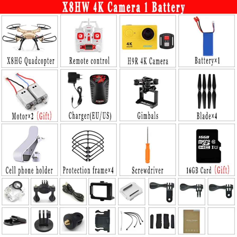SYMA X8HW вертолет 2 4 г 6 оси Радиоуправляемый Дрон с Wi Fi FPV 2MP или H9R К HD Камера headless