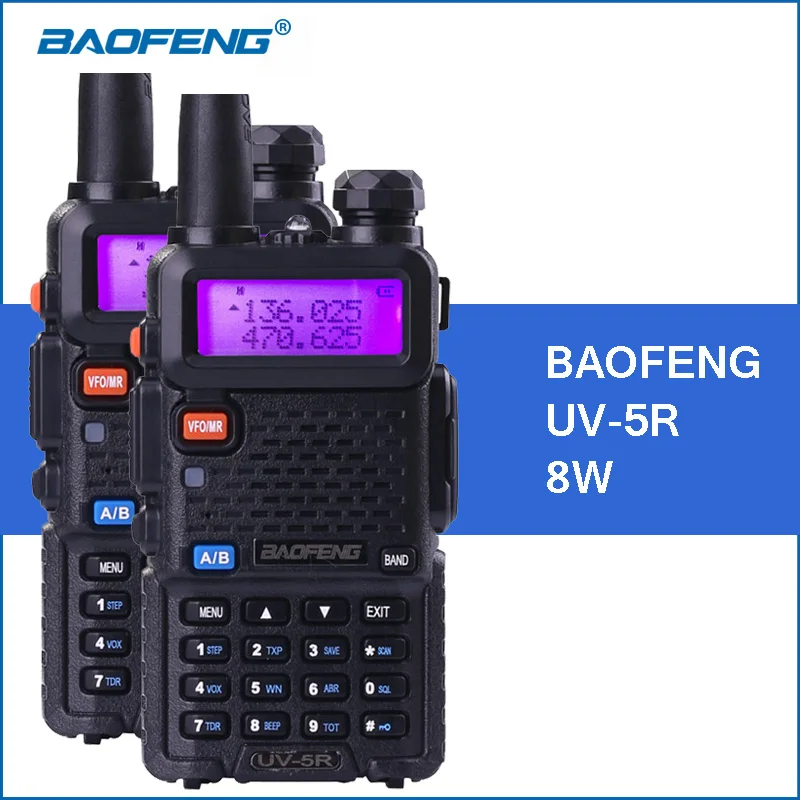 2 шт./лот BAOFENG UV 5R 8 Вт рация 1800 мАч UHF VHF Двухдиапазонный УФ Портативный Walkie Talkie UV5R