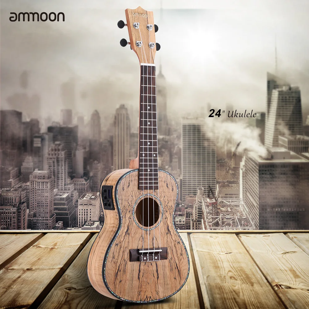 Укулеле ammoon 24 &quotдэдвуд (редкий материал) светодиодный EQ Cowry Shell Brims OX Bone седло 4
