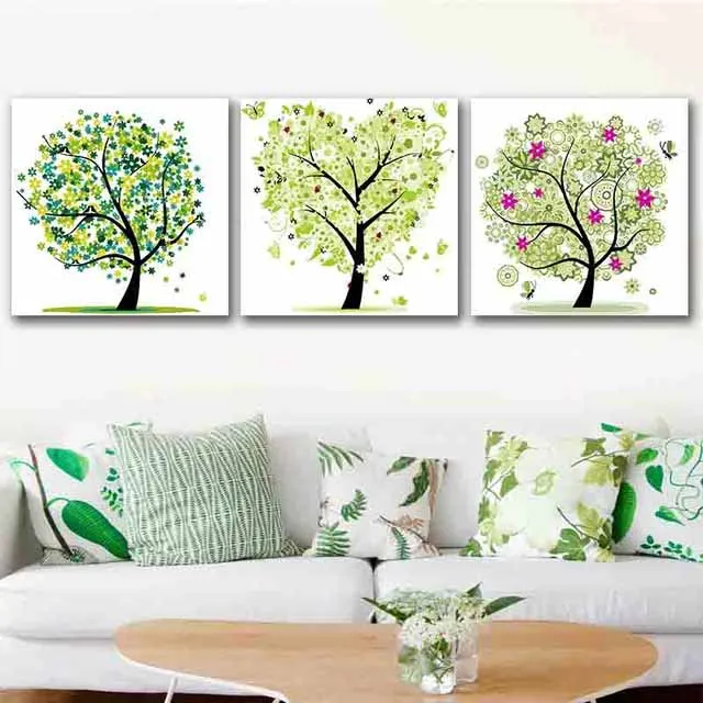 

DIY colorings pictures by numbers with colors life Tree picture drawing painting framed Home decor three pieces