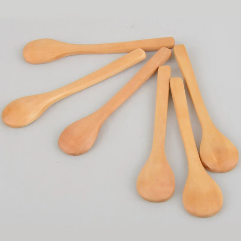 6 Pcs/Lot Kids Baby Milk Food Porridge Feeding Mini Wooden Spoon Teaspoon Condiment Utensil Ice Cream Spoon Tableware Tool