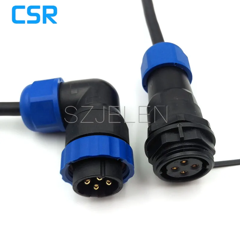 SD20TA ZP 90 градусов колено 4 контактный водонепроницаемый разъем IP67 промышленный