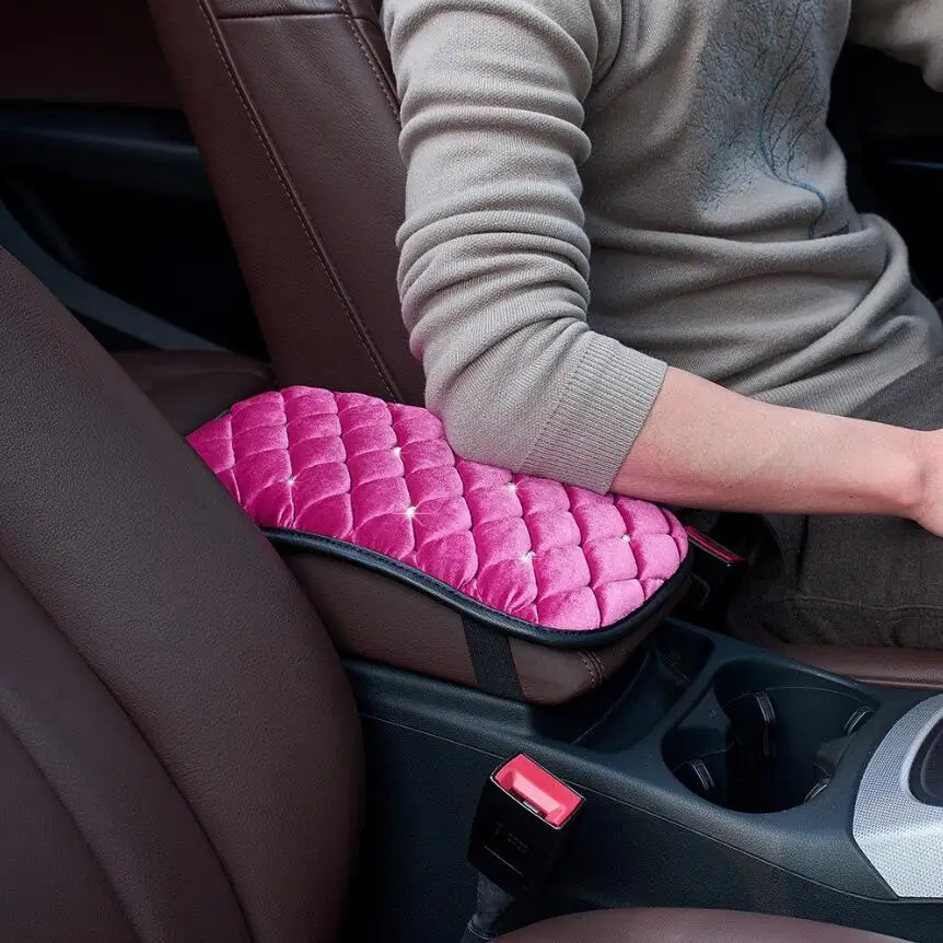 pink Фланелетт Автомобильная центральная консоль Подушка автомобиля Подушка-подлокотник подушка поднимает подлокотник для хранения - Название цвета: pink