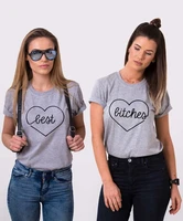 sugarbaby best bitches set of 2 bff t shirts short sleeve grey t shirt high quality casual tops bff gift t shirt bff t shirt