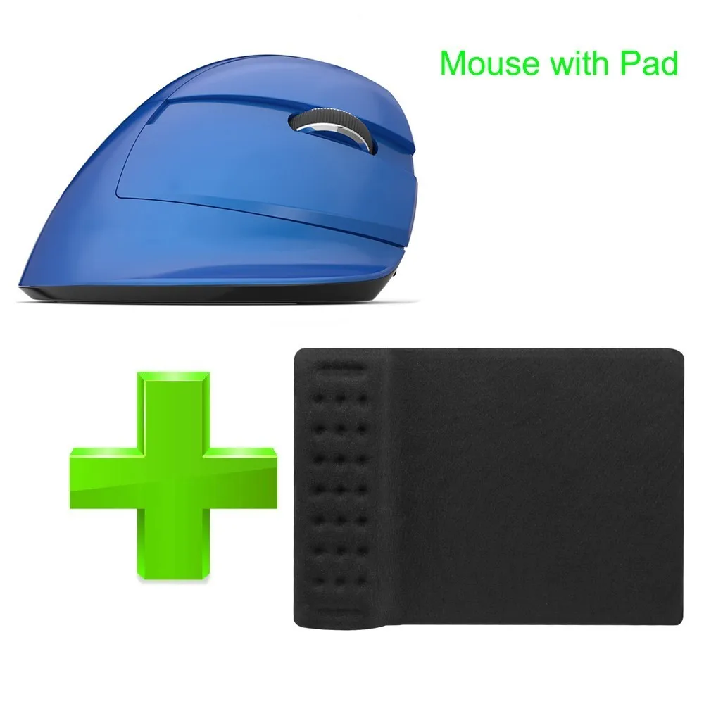 Blue with Pad Delux M618 Bluetooth 2,4G Двухрежимная Вертикальная мышь эргономичная Беспроводная Встроенная перезаряжаемая мощность с подставкой для запястья комплект коврика для мыши - Цвет: Blue with Pad