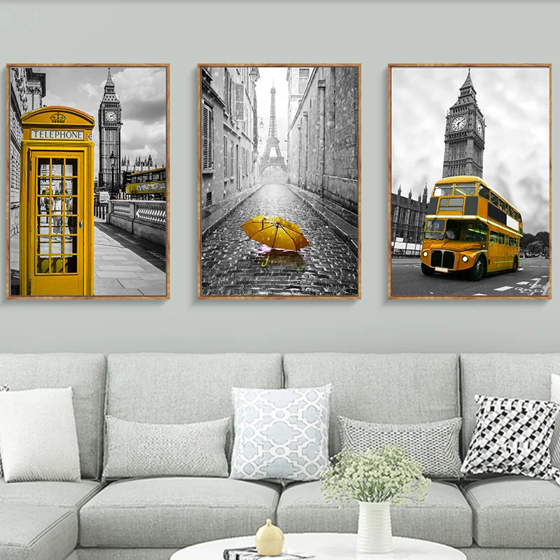 Европейский ретро Стиль Лондон улица история автобус путешествия холст живопись