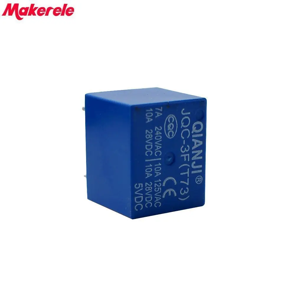 Горячая 10 шт. DC 5 В катушка 7A 240VAC 10A 125VAC/28VDC контактов SPST реле питания JQC-3F |