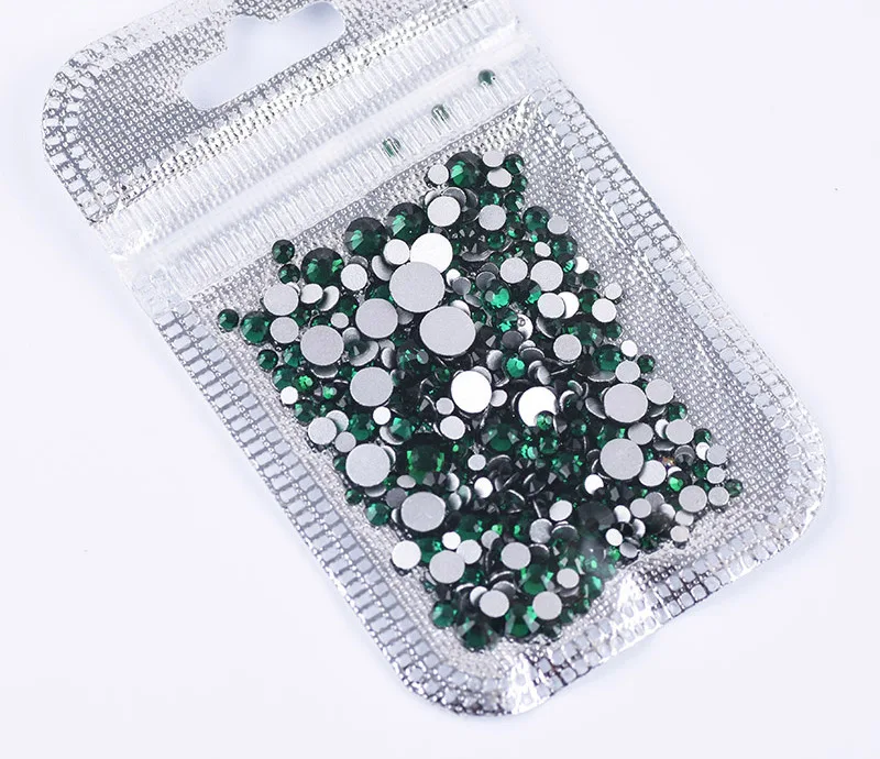 23DarkGreen 2-5 мм микс 5 г/упак. серебряные Пришивные АВ стеклянные стразы для ногтей, Кристальные камни, 3D наконечник, сделай сам, клей для украшения ногтей, аксессуары - Цвет: 23DarkGreen