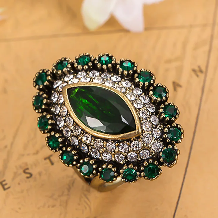 Зеленый полимерный горный хрусталь кольцо для женщин ретро красочные свадебные