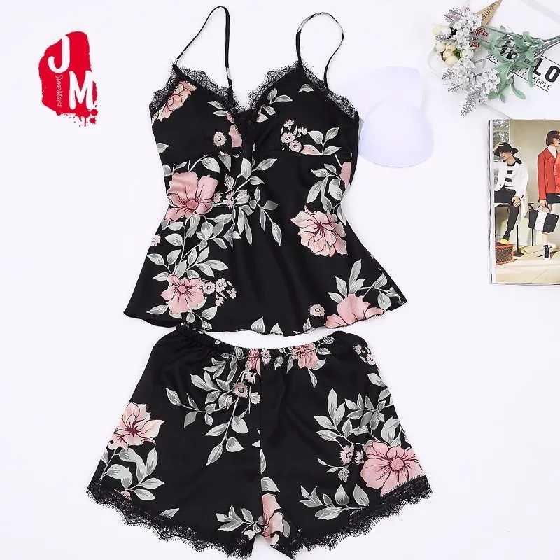 Новый пижамный комплект на бретельках Сексуальная атласная одежда для сна