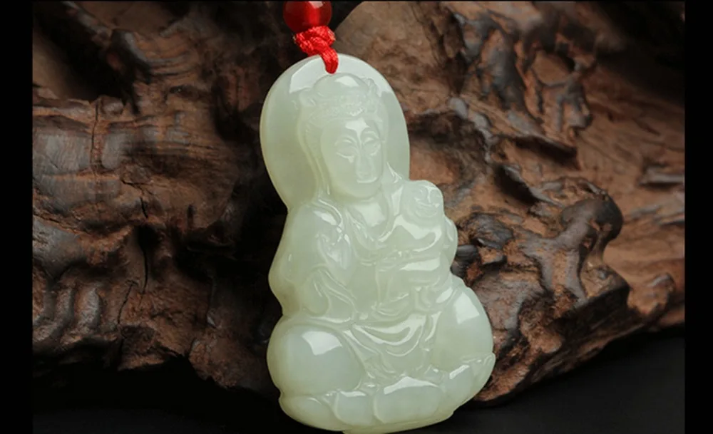 Подвеска из натурального нефрита Авалокитешвара и Тянь Юй резные Гуаньинь