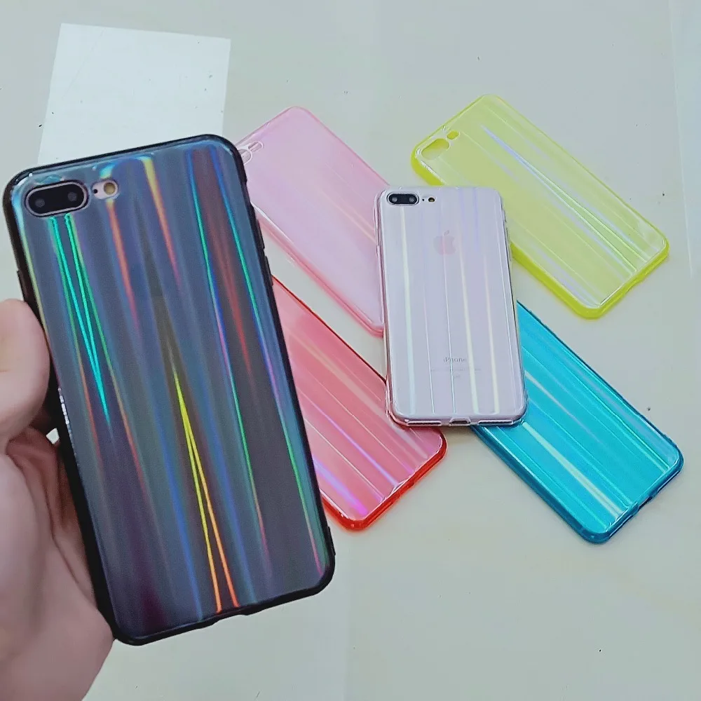 LYMOC градиентная Лазерная Радуга чехол для iPhone 11 pro Max прозрачный закаленное стекло Fundas для iPhone X Xr 7 8 Plus акриловый чехол
