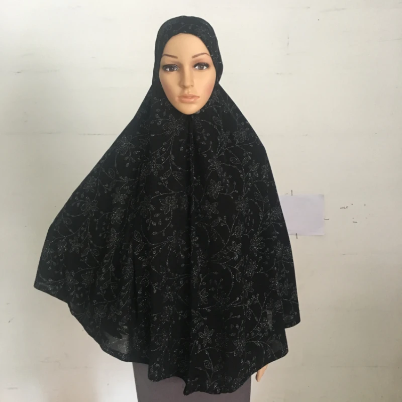 H1322 последний большой размер блестящий мусульманский хиджаб шарф молящийся