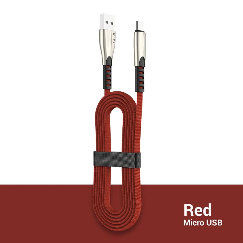 Red DIVI Micro USB кабель джинсовый плетеный шнур для быстрой зарядки и передачи данных кабель для зарядного устройства Microusb для samsung Xiaomi Android кабель для мобильного телефона - Цвет: Red