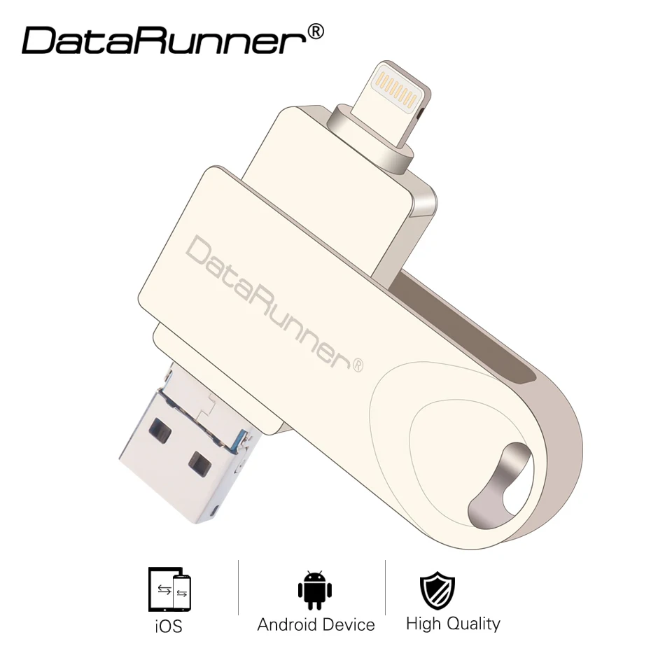 

DataRunner USB Flash Drive 3 in1 USB3.0 & iOS & MicroUSB Pen Drive 16GB 32GB 64GB 128GB Metal Pendrive USB Stick Flash Disk