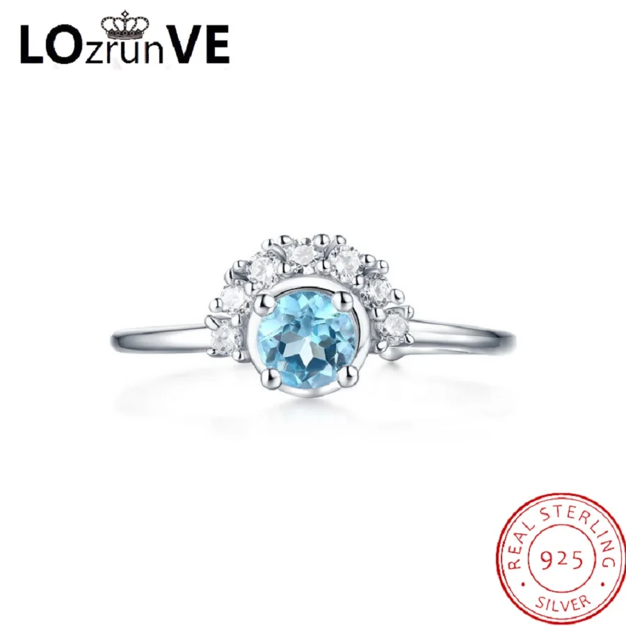 LOZRUNVE original 2018 brand 925 sterling silver jewelry fashion sector blue shine zirconia elegant finger ring women wholesale | Украшения