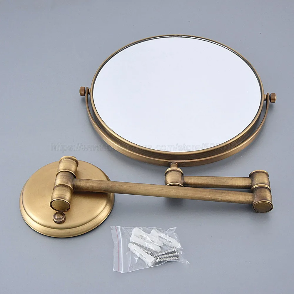 Античное двухстороннее зеркало для ванной комнаты складное Латунное макияжа с