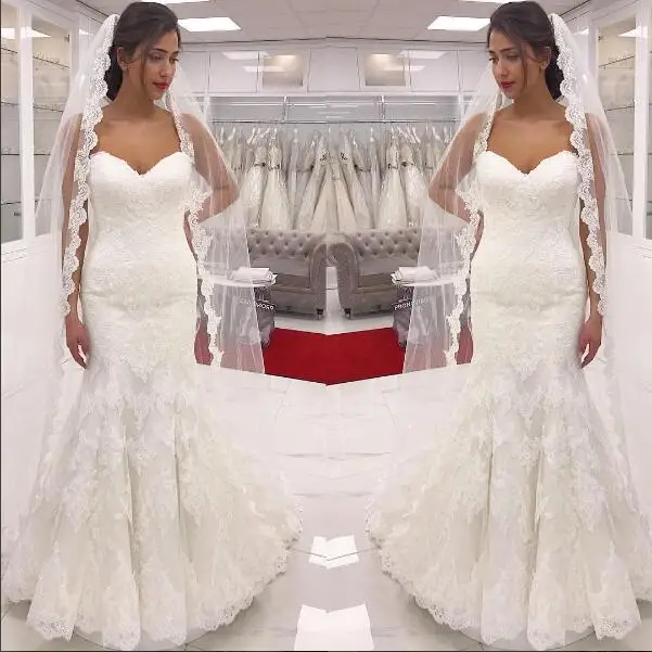 2017 Элегантный Русалка Сад Свадебные Платья Милая Кружева Рукавов Vestidos De Noiva|vestido de