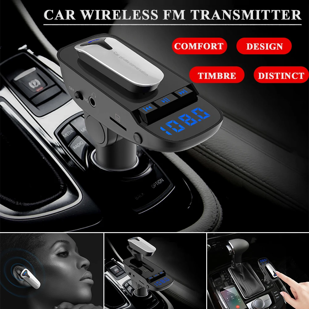 Автомобильный прикуриватель Bluetooth наушники радио FM модулятор MP3 плеер передатчик Комплект гарнитура USB Changer Поддержка TF карты