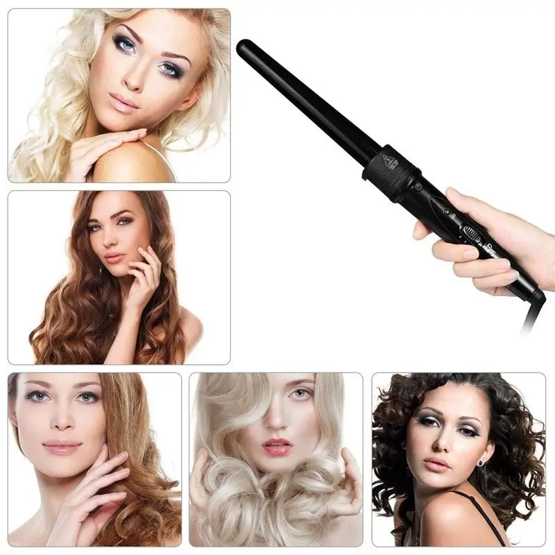 5 in 1 Hair Curler Curling Wand Set Tongs Iron with Interchangeable Barrels and Heat Resistant Glove - Black | Красота и здоровье