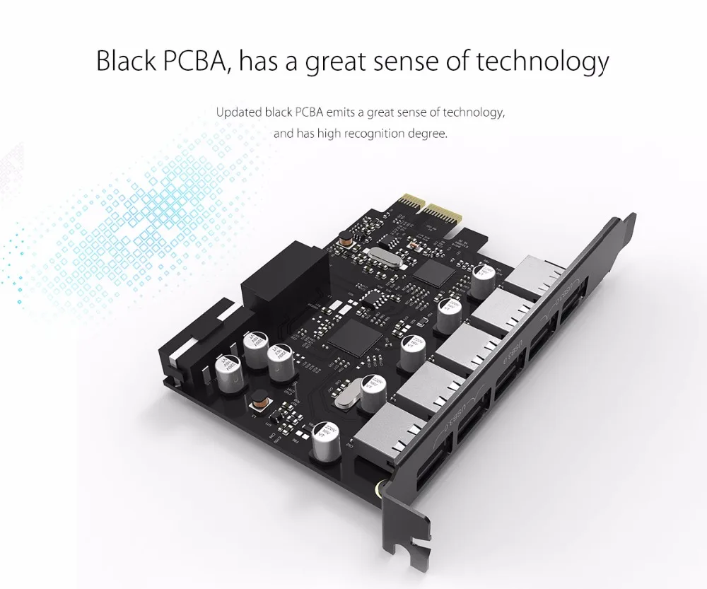 ORICO PVU3-5O2I USB3.0 5-Порты и разъёмы расширения PCI-E карта с двумя ЧИПАМИ с высоким уровнем Скорость с 20-контактный разъем слот-черный