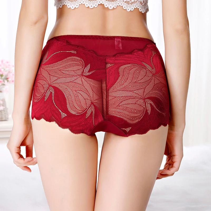 Lingerie Underpants Sexy Womens Panties Briefs Woman Sexy lace plus-size panties hollowed out high-waisted brief