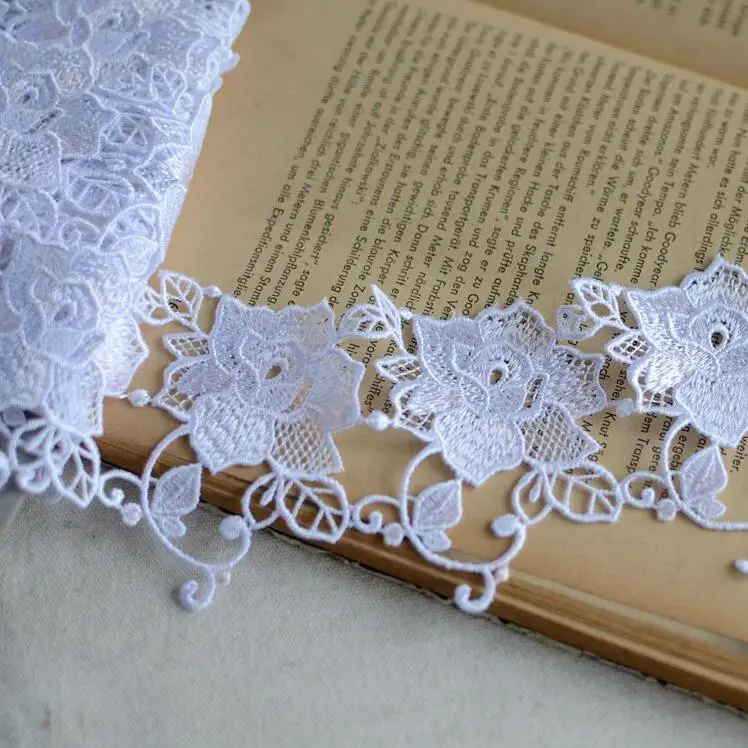 Кружевная отделка из полиэстера белый розовый и бежевый 1 метр 6 см в ширину