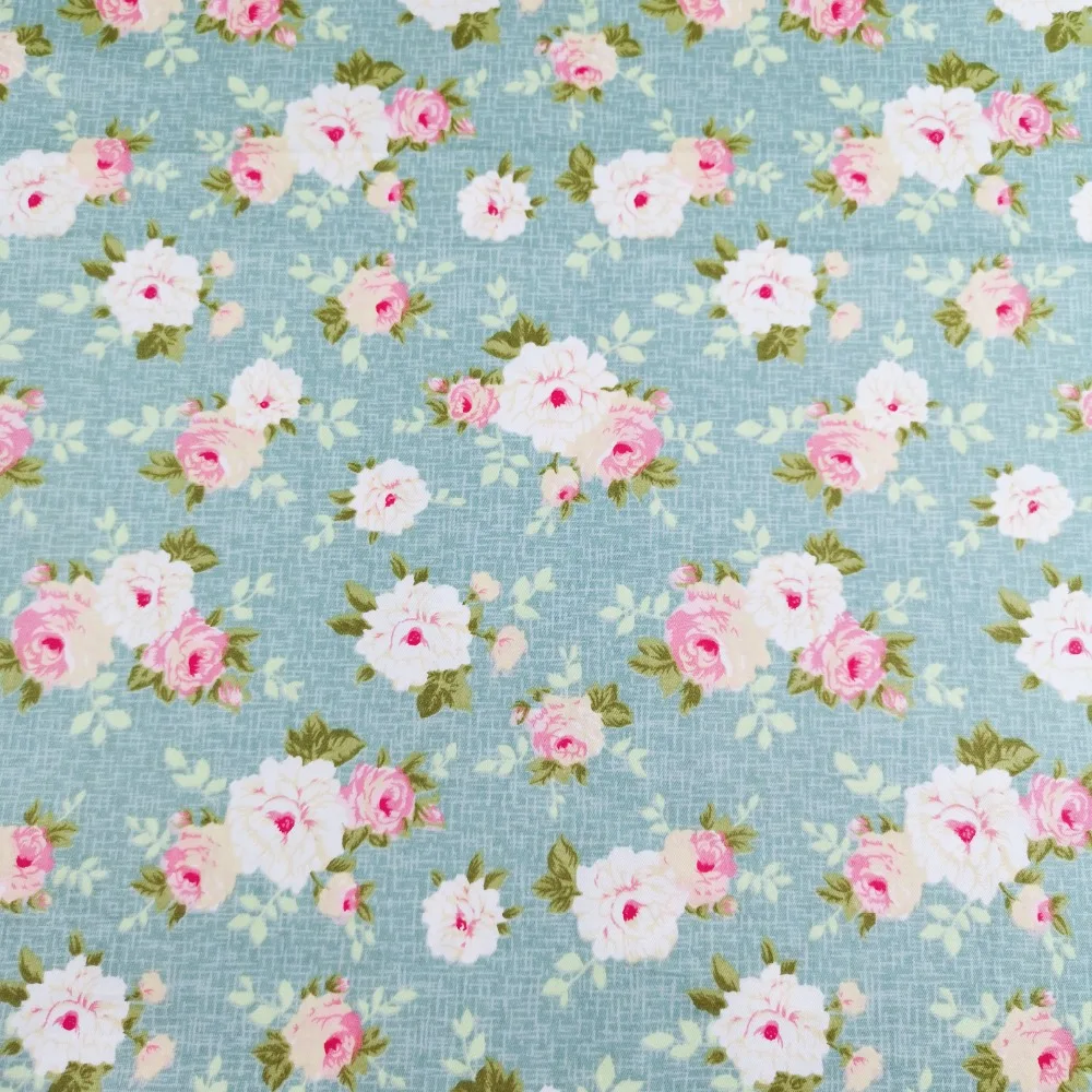 Syunss Diy Лоскутная Ткань для квилтинга детские кроватки подушки платье Шитье Tissus Синий Пион печатных саржа хлопчатобумажная ткань Tecido