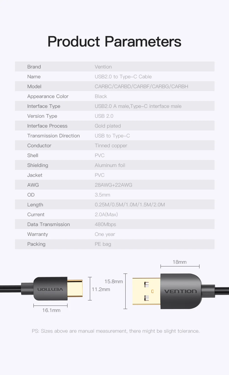 Кабель Vention usb type-C для samsung S9 S8 type-C кабель передачи данных для быстрой зарядки для Xiaomi Mi6 Oneplus 6 nintendo Switch USB кабель 2 м