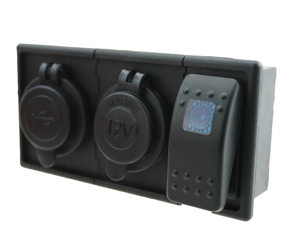 DC12V 24V синий 4 2 двойной USB Порты и разъёмы светодиод Мощность розетка с кулисный