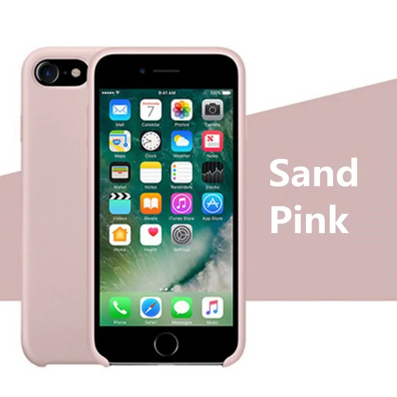 Sand Pink AAAA+ качество с офоническим логотипом Жидкая силиконовая мягкая подушка из микрофибры чехол для телефона для Apple iPhone 7 plus 8 plus с розничной коробкой - Цвет: Sand Pink