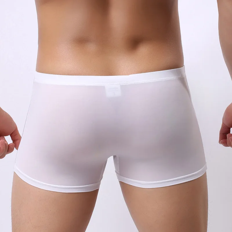 

Sexy Gay Underwear Men Boxer Shorts Ice Silk Semi-transparent Panties U Convex Pouch Seamless Underpants Cueca calzoncillo M-XXL