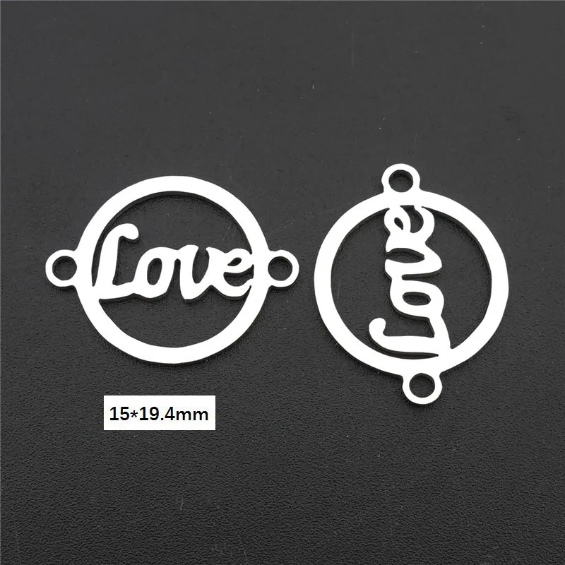 round love Соединители из нержавеющей стали, сглаза, Русалка, Дева Мэри, король, королева, Крыло ангела, любовник, подвески, DiyJewelry, поиск компонентов, 5 шт./лот - Цвет: round love