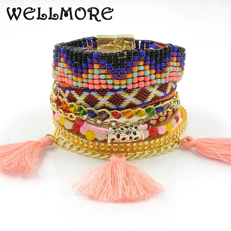 Женский браслет с бусинами браслеты ручной работы богемные для женщин Размеры