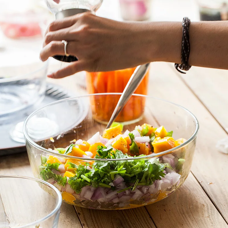 Прозрачная стеклянная миска посуда Салатница столовые принадлежности кухонные