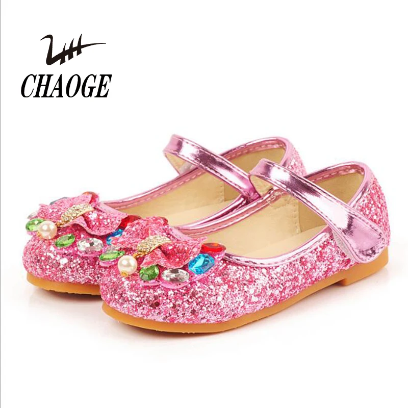 2019 spring and autumn single girl princess crystal flat sequins children new children's low to help shoes free shipping#1 |