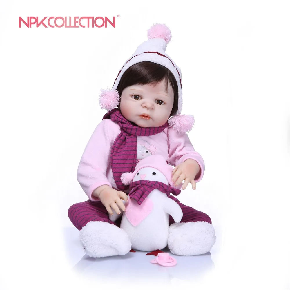 NPKCOLLECTION 57 см полностью силиконовые куклы Новорожденные виниловые реалистичные