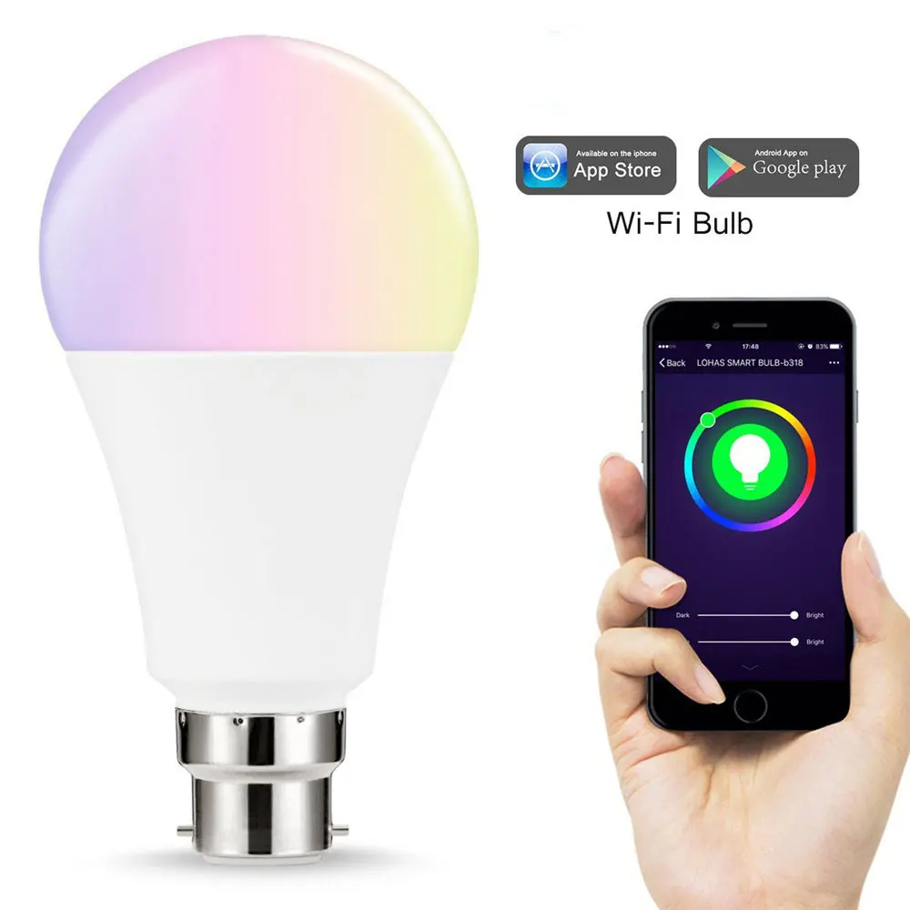 12 Вт E27 умный дом беспроводной WiFi светодиодный RGB+ CW ЛАМПА поддержка Alexa Google Светодиодная лампа для дома умная WiFi лампа с регулируемой яркостью для спальни Домашний Светильник