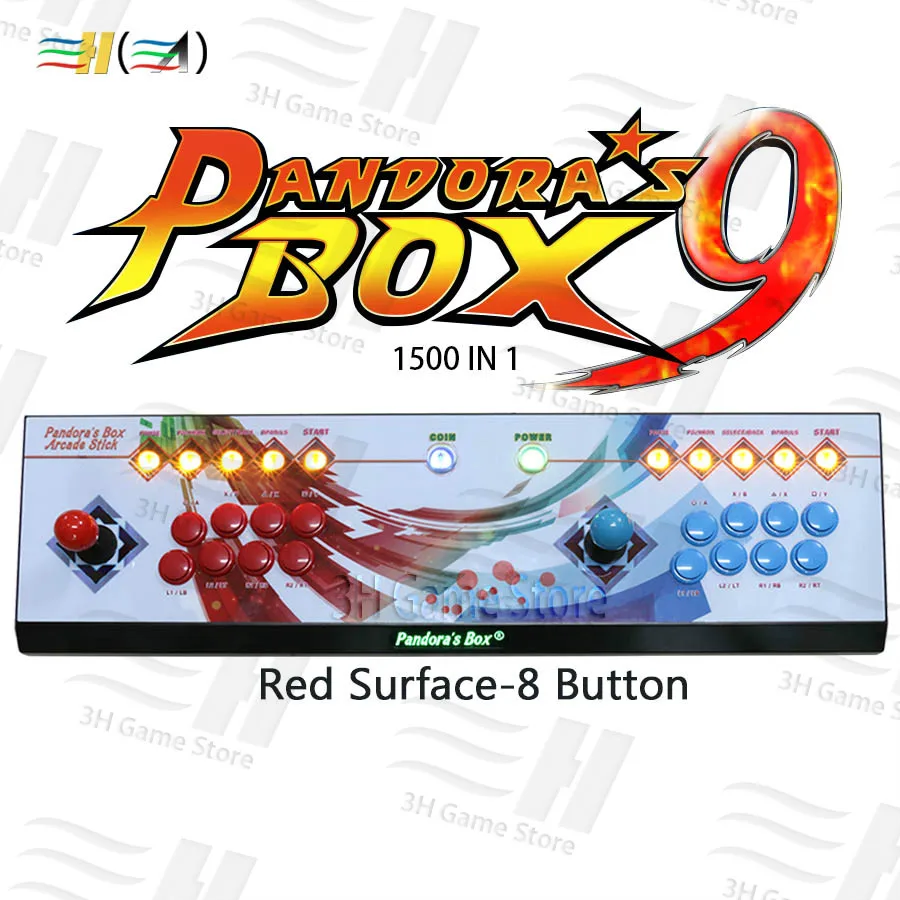 Pandora Box 9 1500 В 1 8 кнопочная Консоль 2 игрока Pandora's box 5 plus аркадные игры контроллер HDMI VGA выход HD 720p ТВ